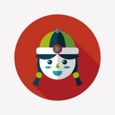 Chinese New Year girl flat icon with long shadow eps10 N118