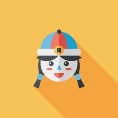 Chinese New Year girl flat icon with long shadow eps10 N122