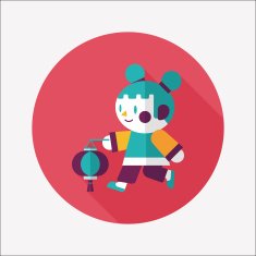 Chinese New Year girl flat icon with long shadow eps10 N124