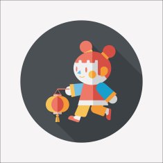 Chinese New Year girl flat icon with long shadow eps10 N125