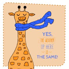 Giraffe in scarf hand drawn illustration Vector