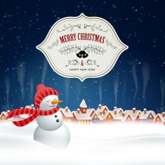 Vector Christmas Design with Snowman N3