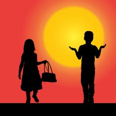 Vector silhouette of children N184