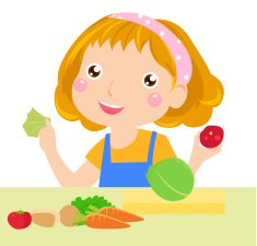 Little girl and vegetables