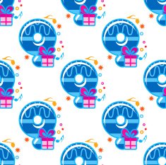 Number 9 childish seamless pattern
