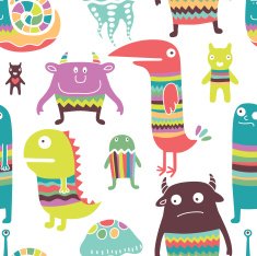 Funny monsyers seamless pattern