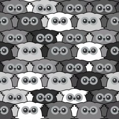 Seamless Vintage Pattern with Cute Owls