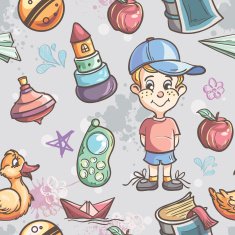Seamless texture of children's toys for the boy
