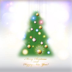 Happy New Year and Merry Christmas Tree card or background