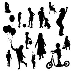 Vector silhouettes of children N7