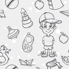 children's toys for the boy in black contour