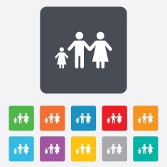 Complete family with one child sign icon N10