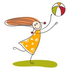 Happy little girl playing ball