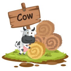 animal alphabet letter C for cow