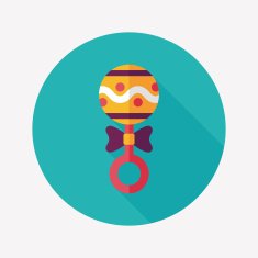 baby rattle flat icon with long shadow EPS 10 N101