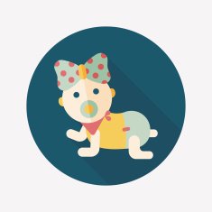 baby Rattle flat icon with long shadow eps10 N168