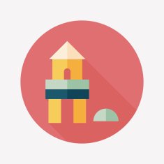 brick house flat icon with long shadow N59