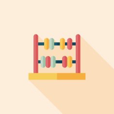 abacus calculation flat icon with long shadow N5
