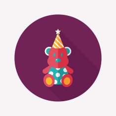 birthday teddy bear flat icon with long shadow eps10 N39