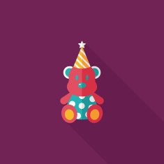 birthday teddy bear flat icon with long shadow eps10 N40
