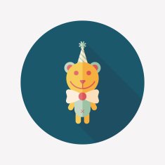 birthday teddy bear flat icon with long shadow eps10 N41