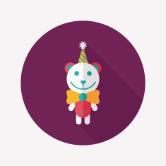 birthday teddy bear flat icon with long shadow eps10 N42