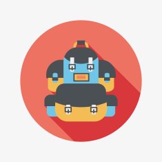backpack flat icon with long shadow N9