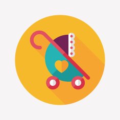 Baby carriages flat icon with long shadow eps10 N5