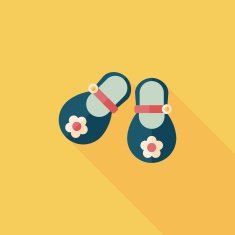 baby booties flat icon with long shadow N49