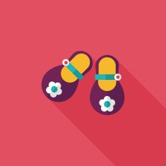 baby booties flat icon with long shadow N50