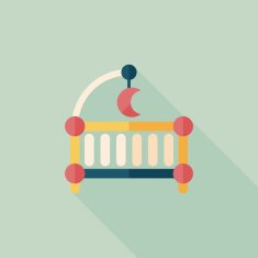 baby cradle bed flat icon with long shadow eps10 N57