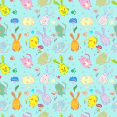 seamless pattern with rabbits cats