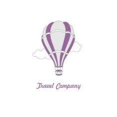 Vector logo of hot air balloon on the sky