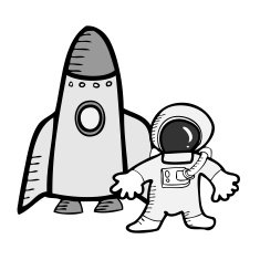 Astronaut and space ship