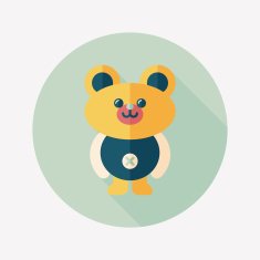teddy bear flat icon with long shadow N38