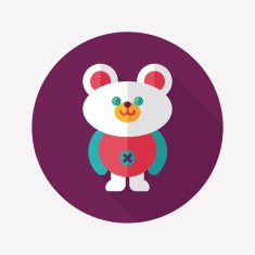 teddy bear flat icon with long shadow N39