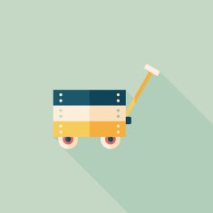 toy cart flat icon with long shadow eps10 N2