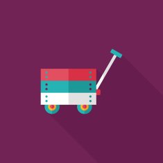 toy cart flat icon with long shadow eps10 N3