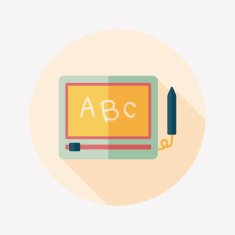 children drawing board flat icon with long shadow