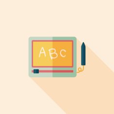 children drawing board flat icon with long shadow N3