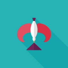 Balancing bird flat icon with long shadow N17