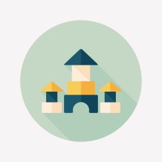 brick house flat icon with long shadow N64