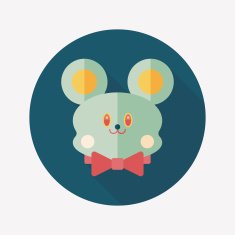 teddy bear flat icon with long shadow N41