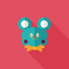 teddy bear flat icon with long shadow N43
