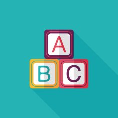 ABC blocks flat icon with long shadow EPS 10 N31