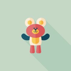 teddy bear flat icon with long shadow N46