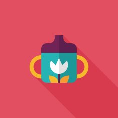 Baby bottle flat icon with long shadow EPS 10 N71