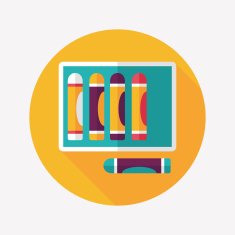 crayons flat icon with long shadow eps10 N43