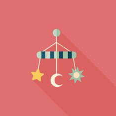 Baby crib toy flat icon with long shadow EPS 10 N15