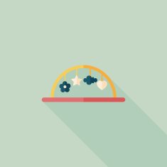 Baby crib toy flat icon with long shadow EPS 10 N19